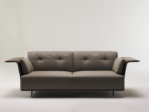 DORIAN - Sofa with fabric seat and tanned leather armrests _ Casa Covre